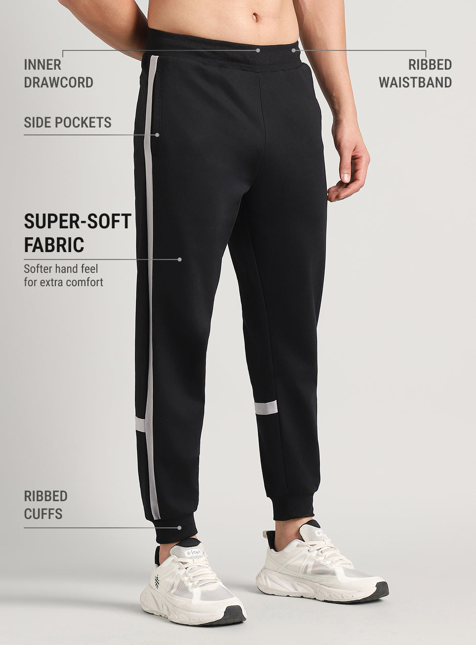 Men's Black Courtside Sporty Joggers