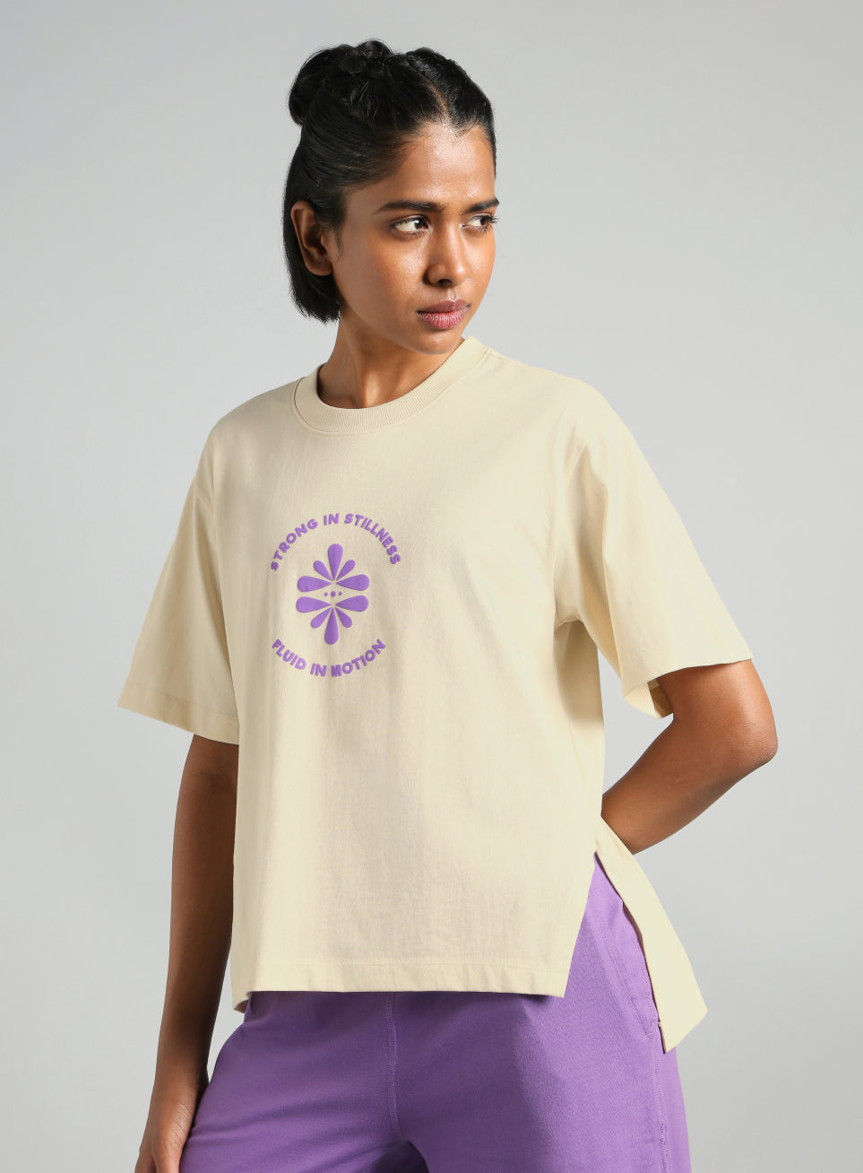 Women's Off White Flow and Flare Relaxed fit T-shirt
