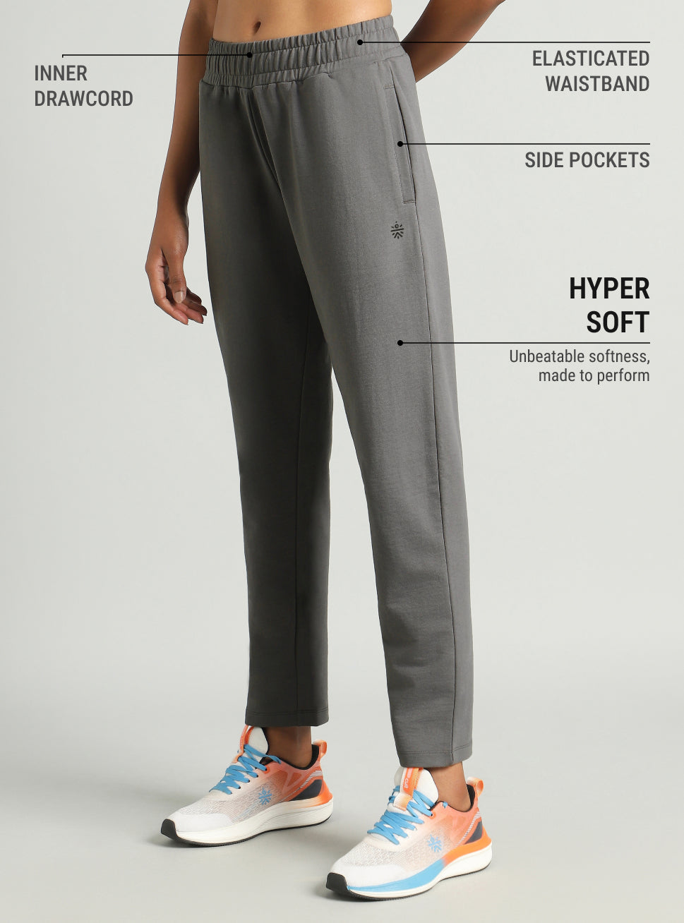 Women's Grey Easy Move Training Trackpants