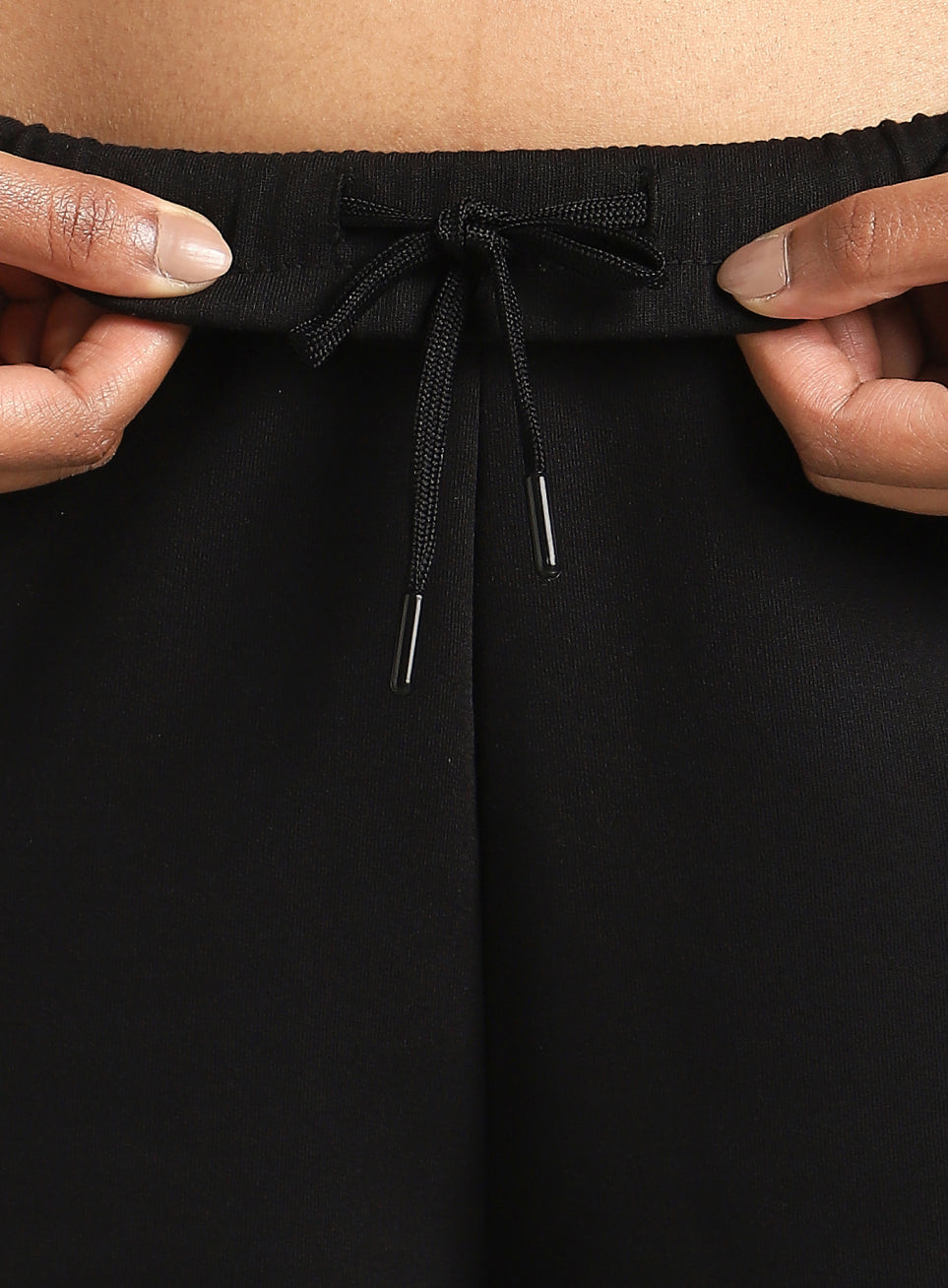 Women's Black Panelled Straight Fit Trackpants