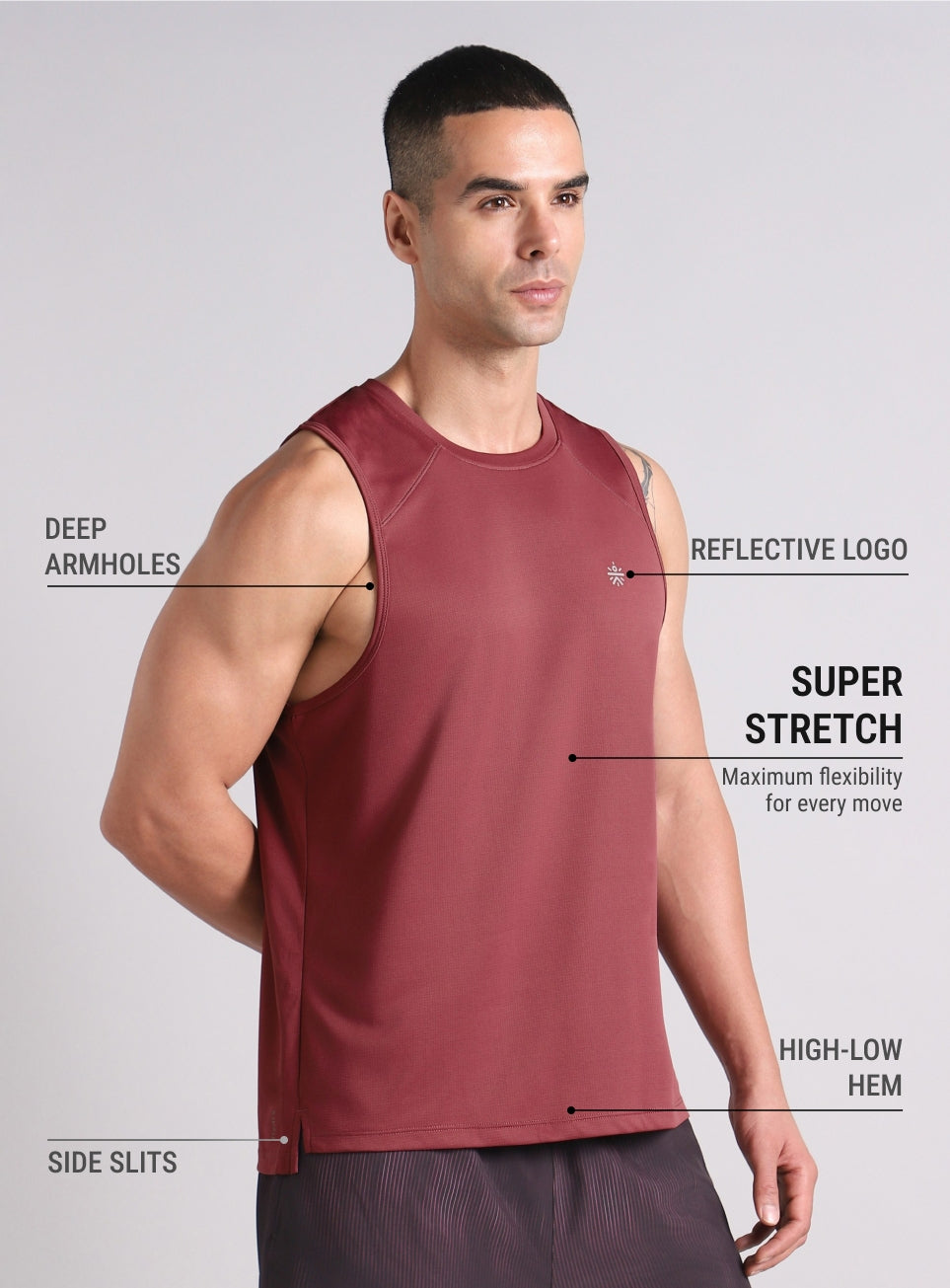 Men's Maroon Running Pro Tank