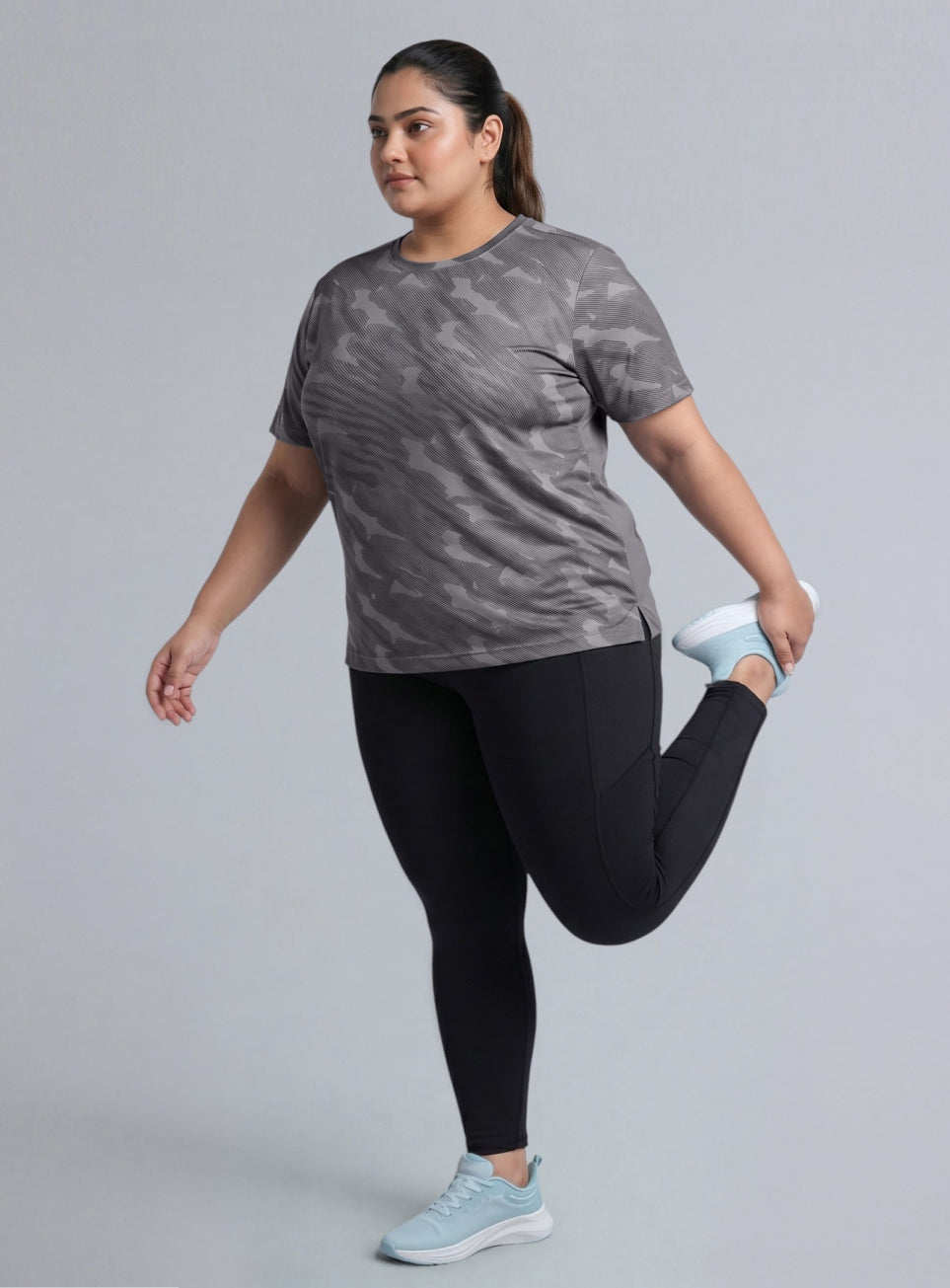 Women's Dark Grey Urban Urban Camo Plus size Running T-shirt