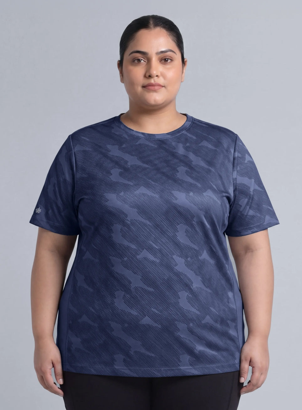 Women's Blue Urban Urban Camo Plus size Running T-shirt
