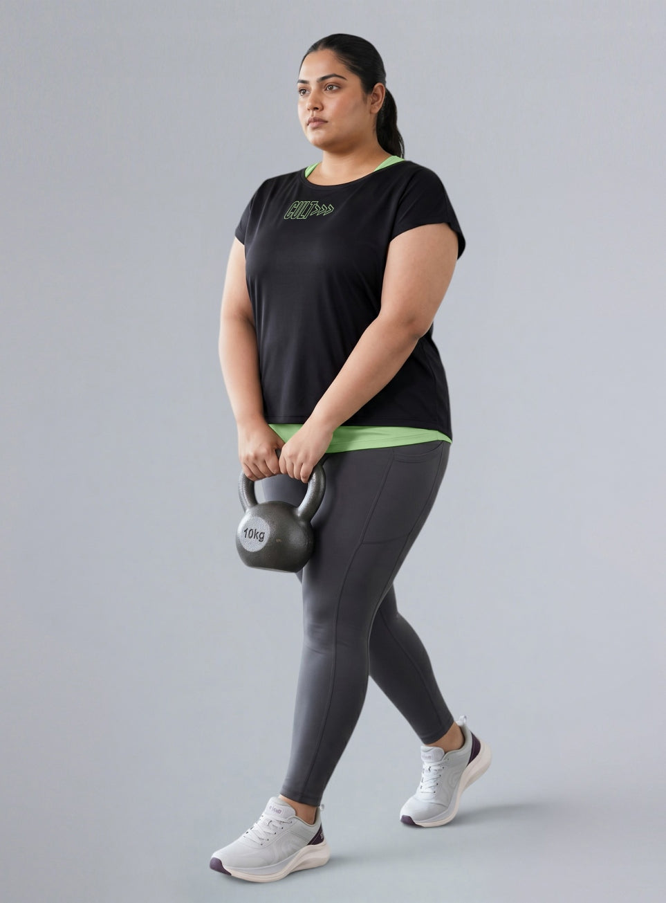 Women's Black Tank Layered Training Plus Size T-shirt