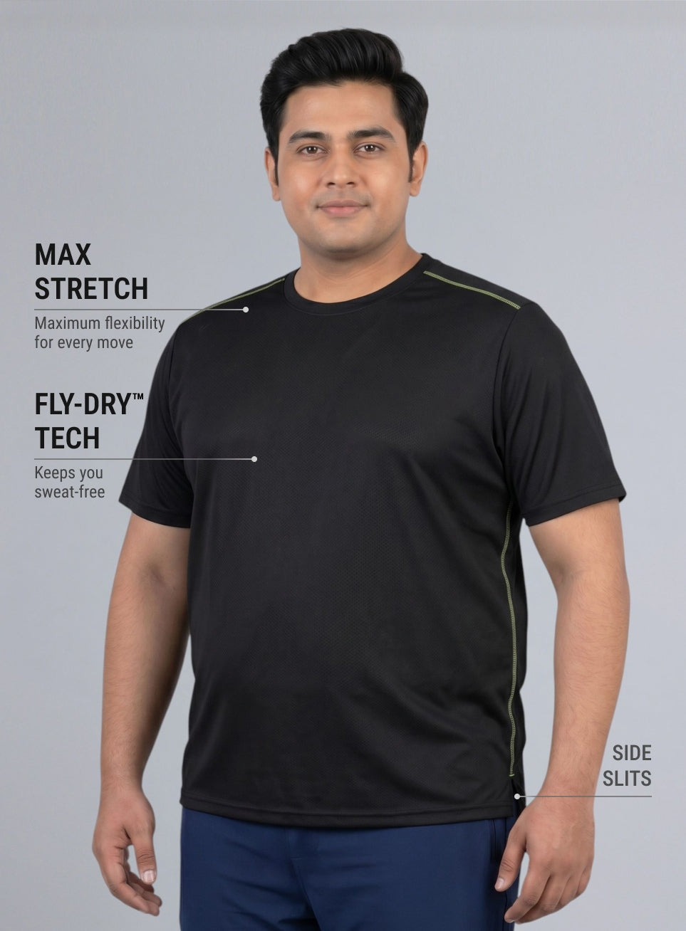 Men's Black Training Essential Plus Size T-shirt
