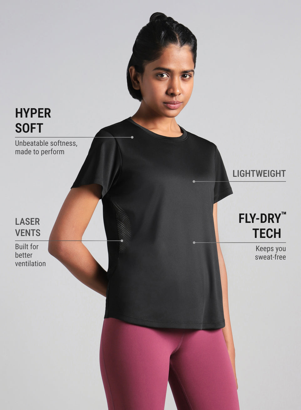 Women's Black Contour Print T-shirt
