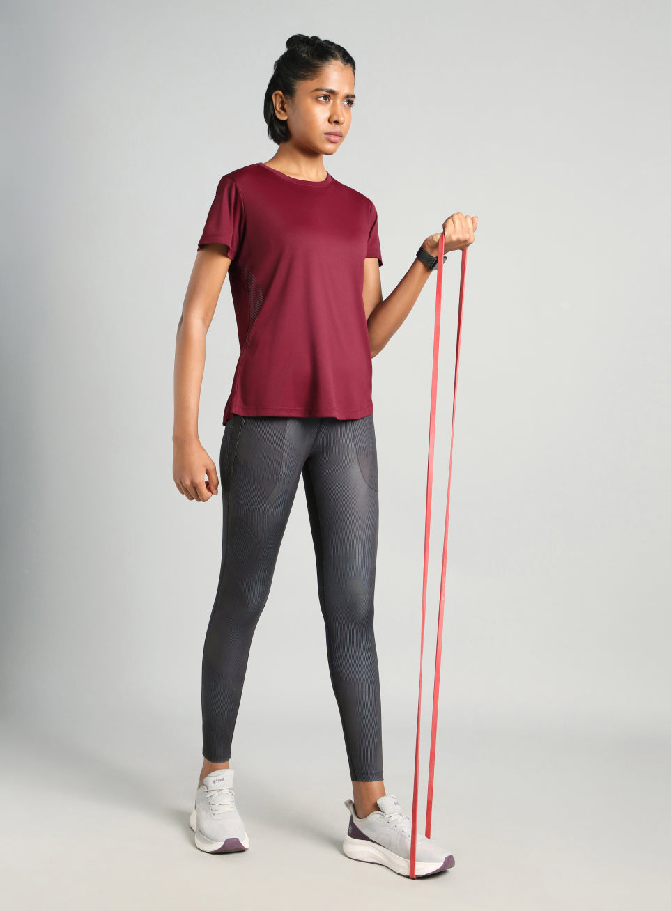 Women's Maroon Contour Print T-shirt