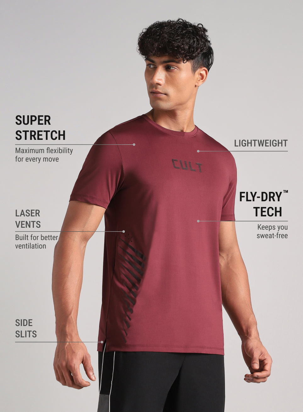 Men's Maroon Contour Vent Training T-Shirt