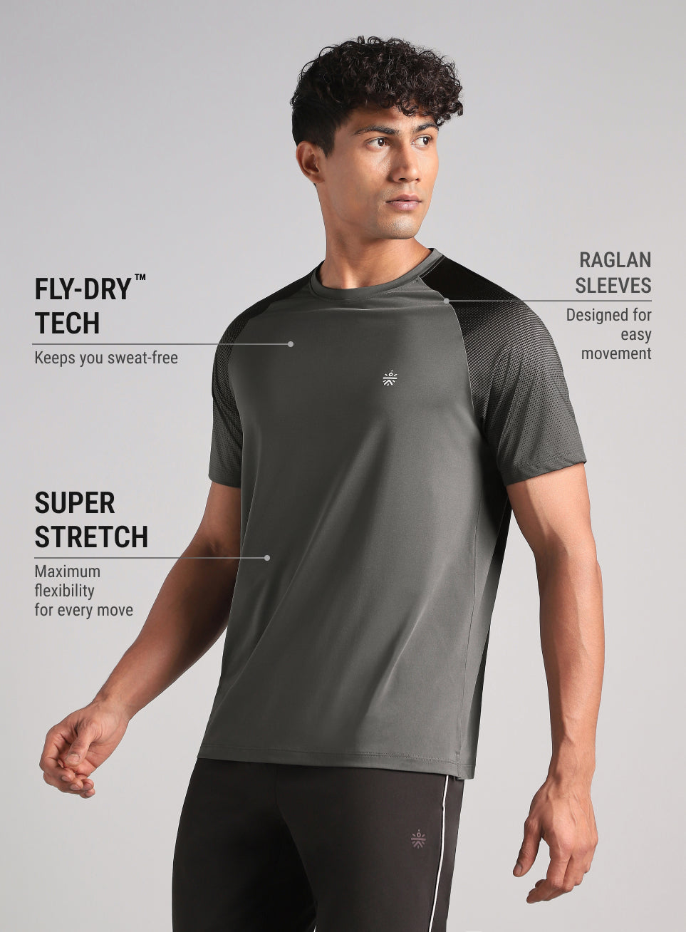Men's Dark Grey Power Pop Training T-Shirt
