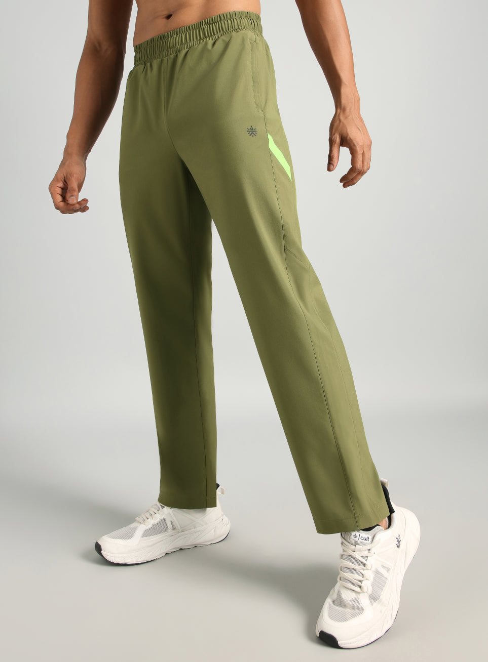 Men's Olive Straight Fit Power Pop Trackpants
