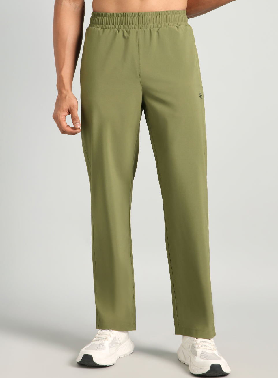 Men's Olive Straight Fit Power Pop Trackpants