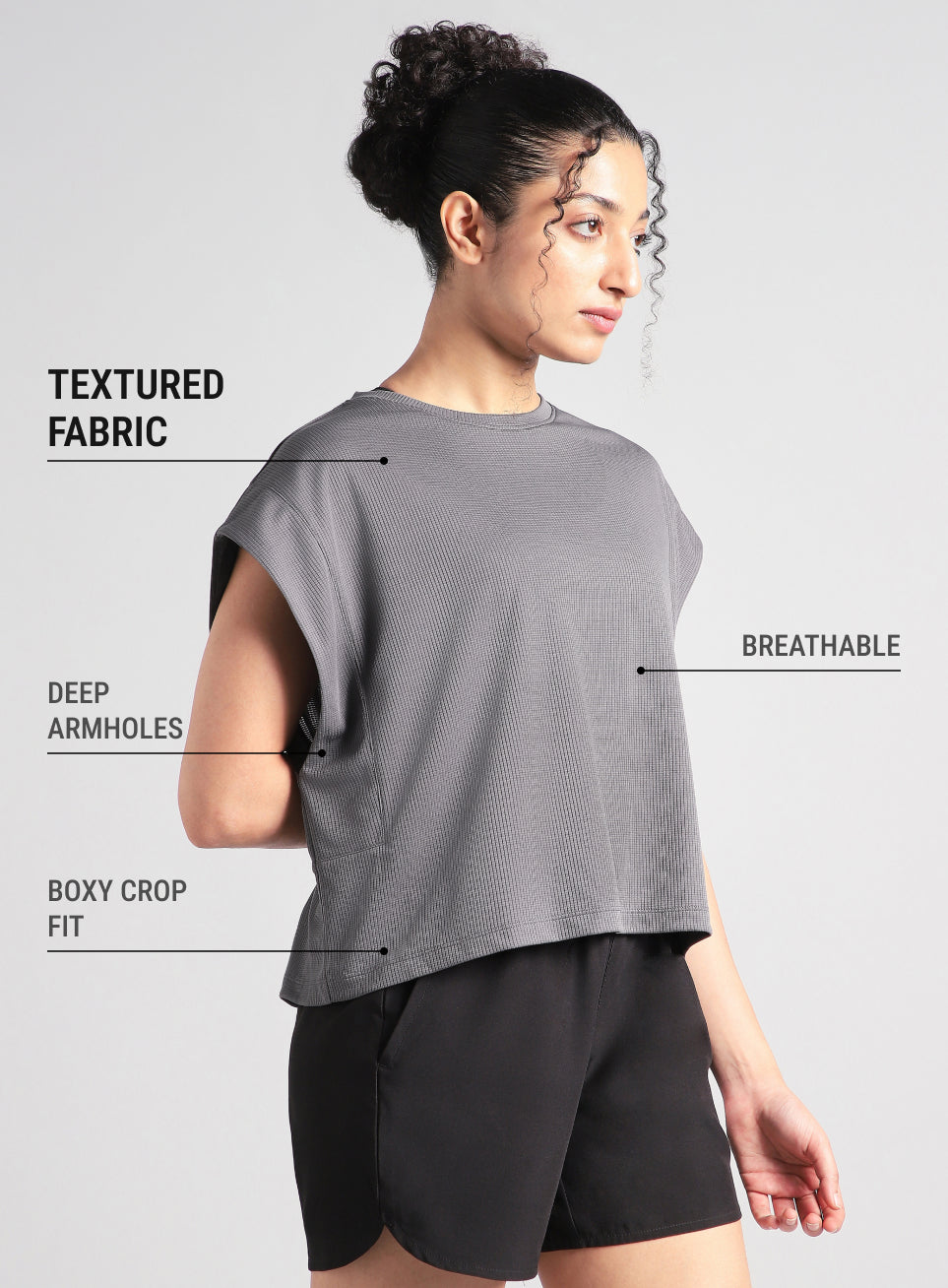 Women's Grey Sculpt Muscle T- shirt