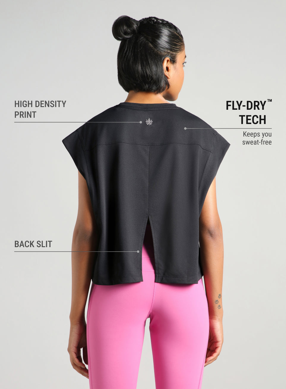Women's Black Muscle Ease Boxy Fit T-shirt