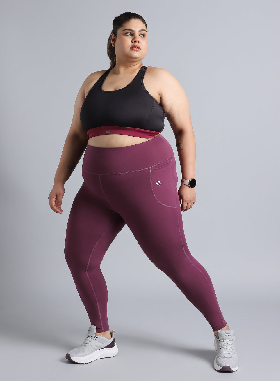 Women's Maroon Training Essential Plus Size Tights