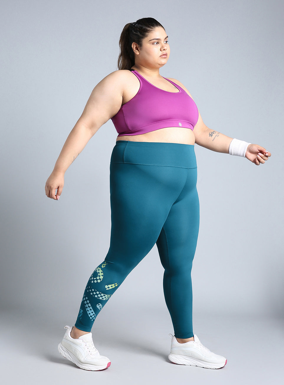 Women's Green Plus Size Graphic Branded COMFlex Training Tights