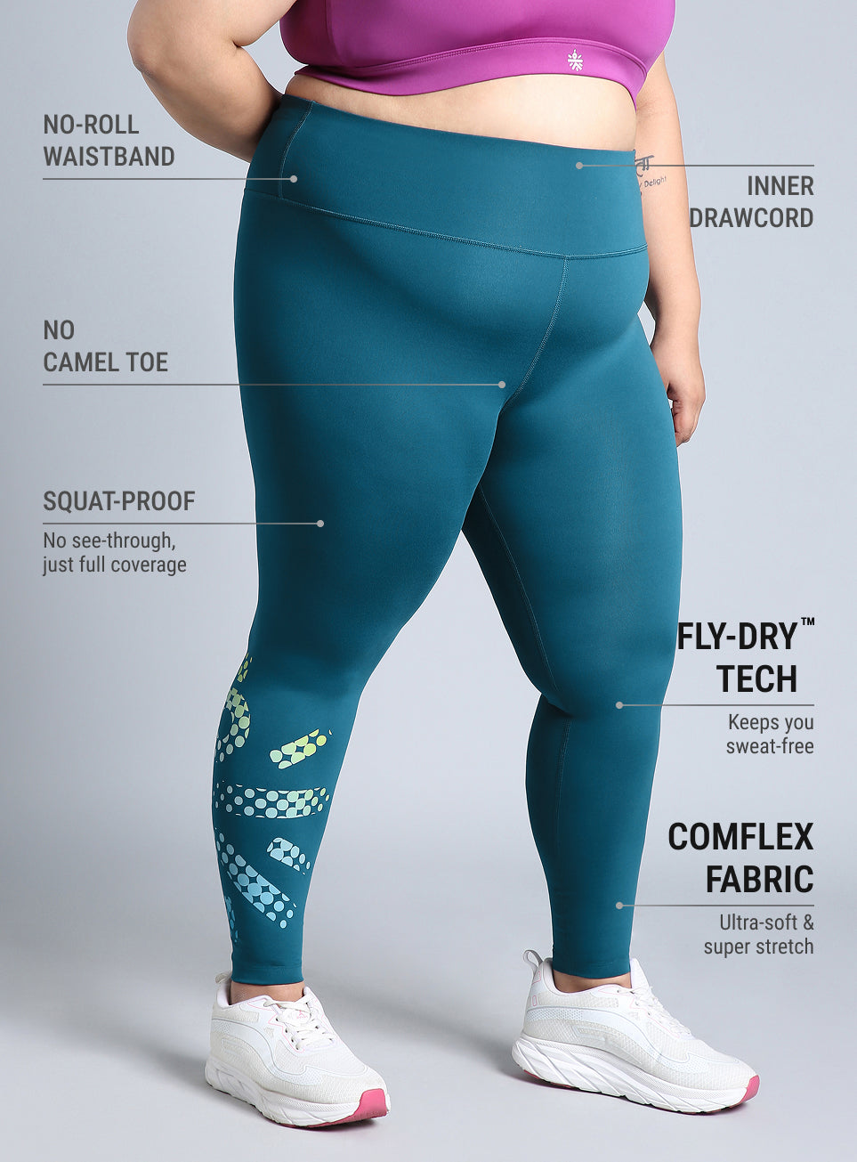 Women's Green Plus Size Graphic Branded COMFlex Training Tights