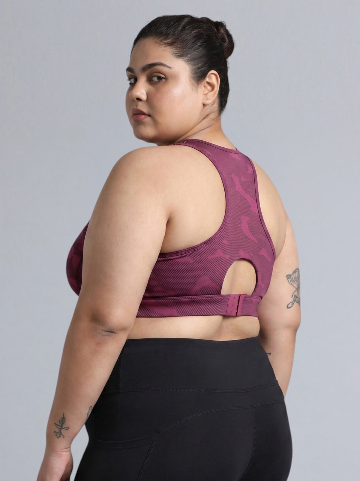 Women's Pink Urban Camo Running High Support Plus Size Bra