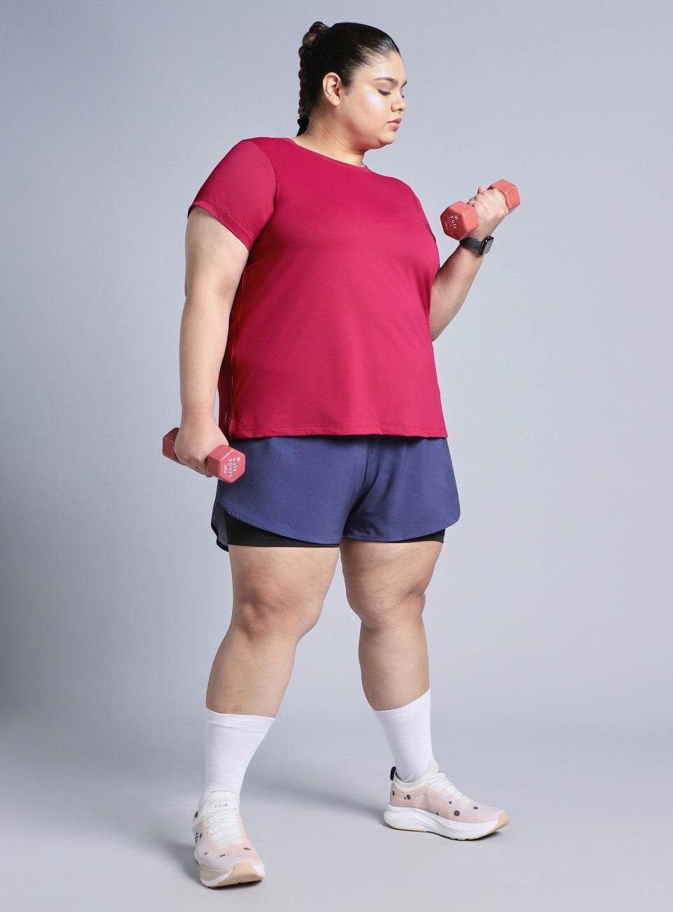 Women's Pink Training Essential Plus Size Regular Fit T-shirt