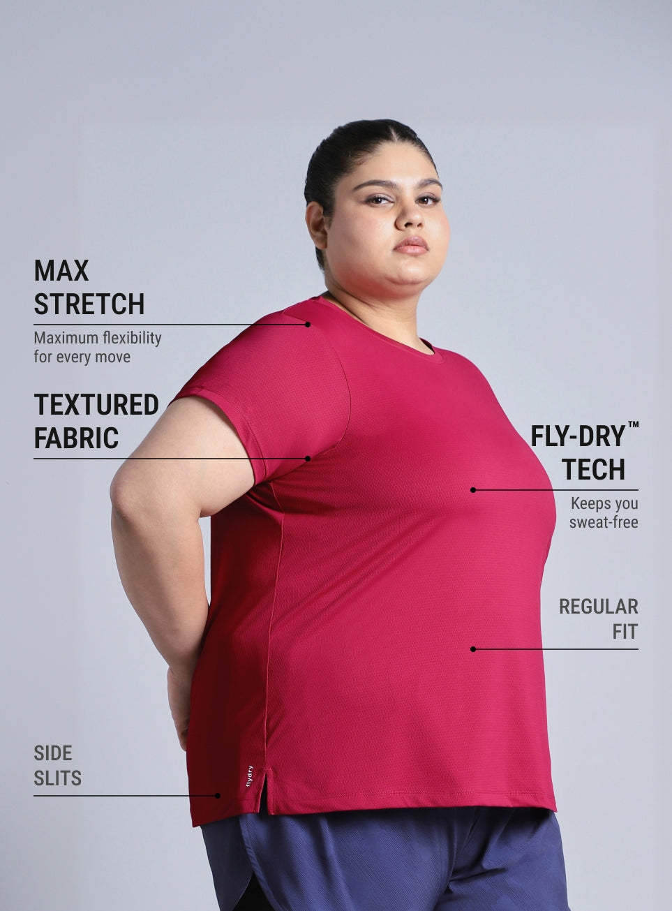 Women's Pink Training Essential Plus Size Regular Fit T-shirt