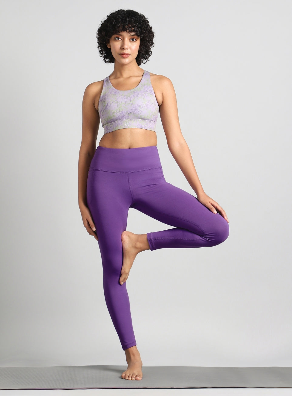 Women's Purple Breathe In-Out Yoga Cotton Tights