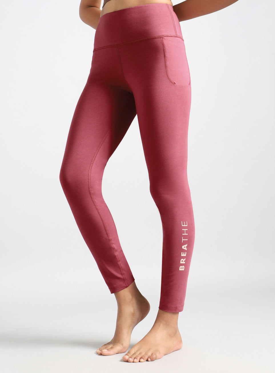 Women's Pink Breathe In-Out Yoga Cotton Tights