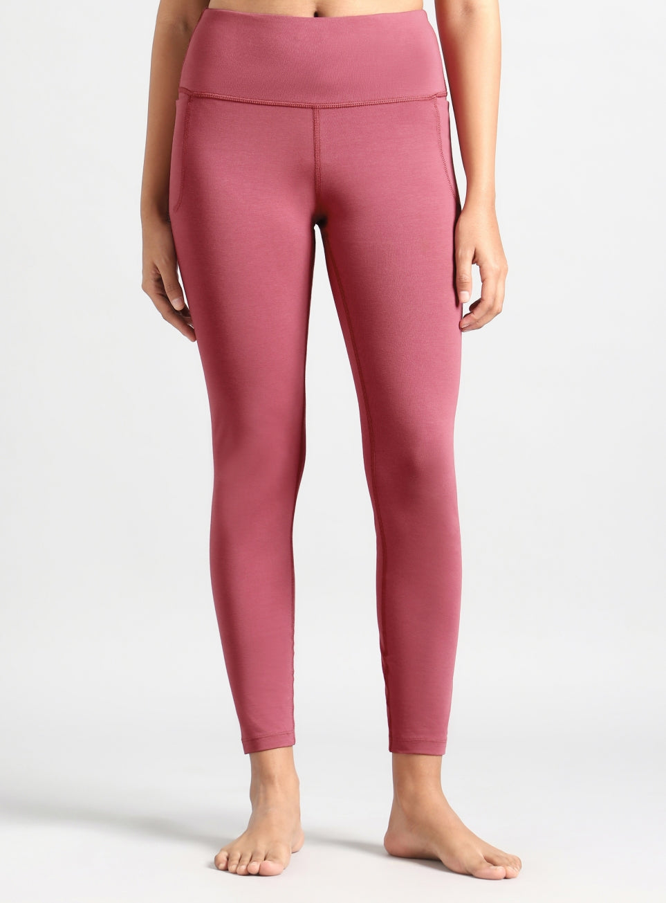 Women's Pink Breathe In-Out Yoga Cotton Tights
