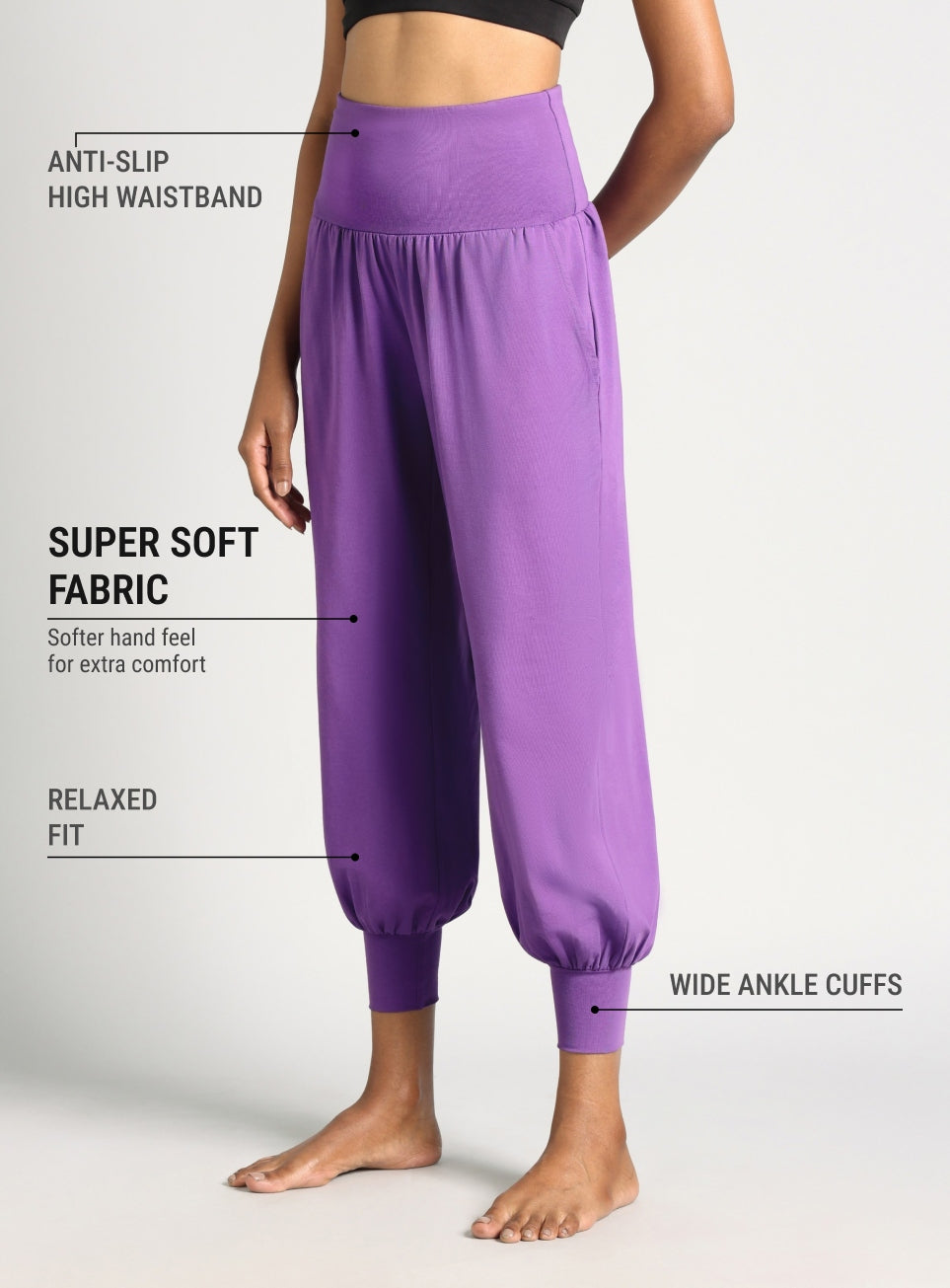 Women's Purple Flow Form Yoga Relaxed Fit Joggers