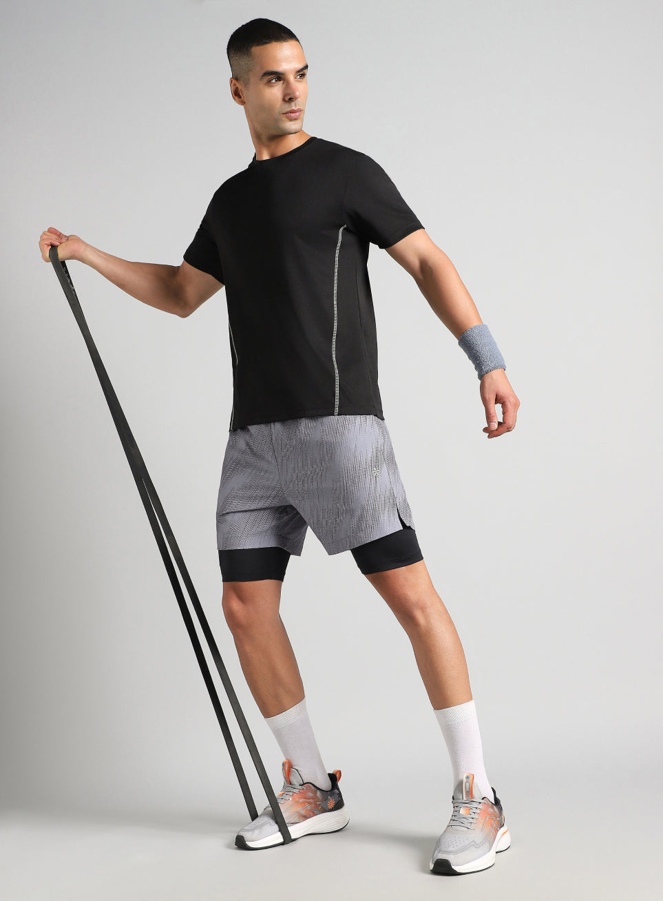 Men's Grey Urban Camo Inbuilt Tights Training Shorts