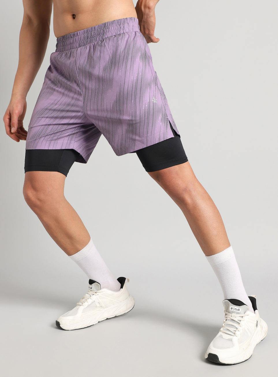 Men's Purple Urban Camo Inbuilt Tights Training Shorts