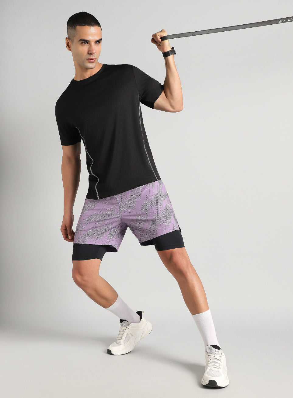 Men's Purple Urban Camo Inbuilt Tights Training Shorts