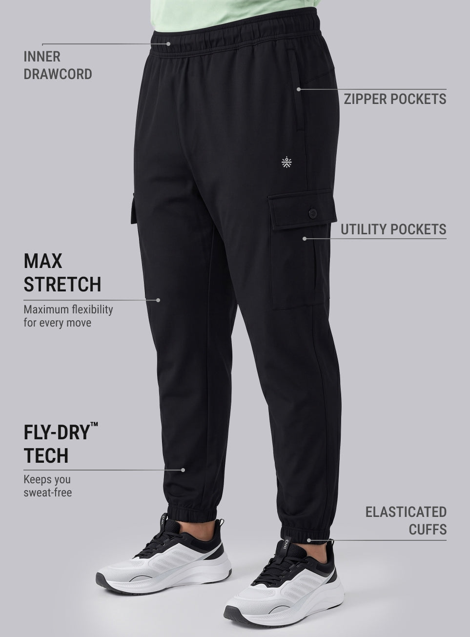 Men's Black Cargo Training Plus Size Joggers