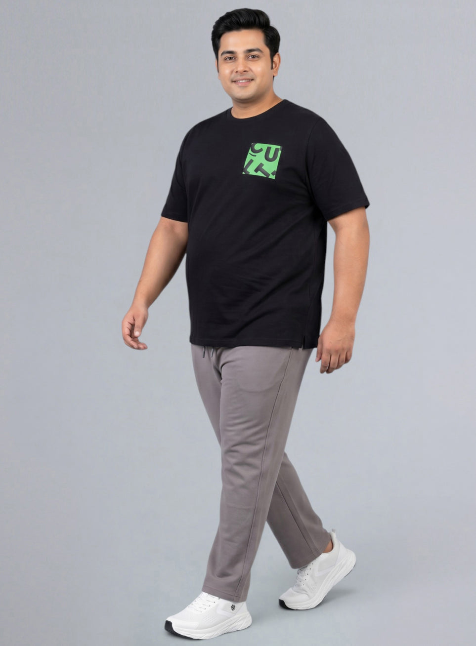 Men's Black Cult Print Plus Size Graphic T-shirt