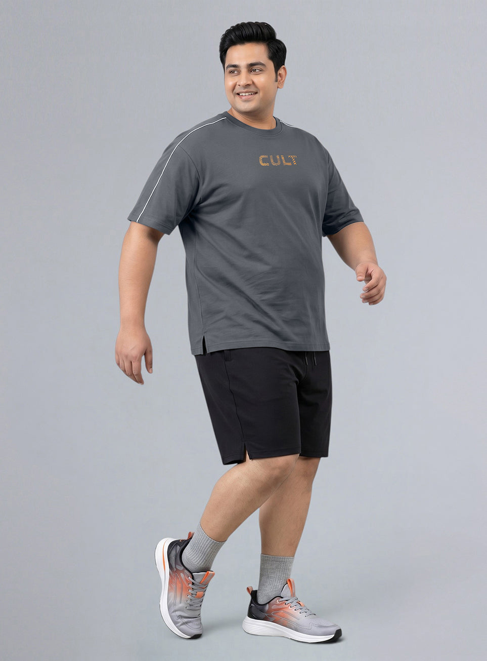 Men's Dark Grey Cult Brand Carrier Plus Size Oversized Fit T-shirt