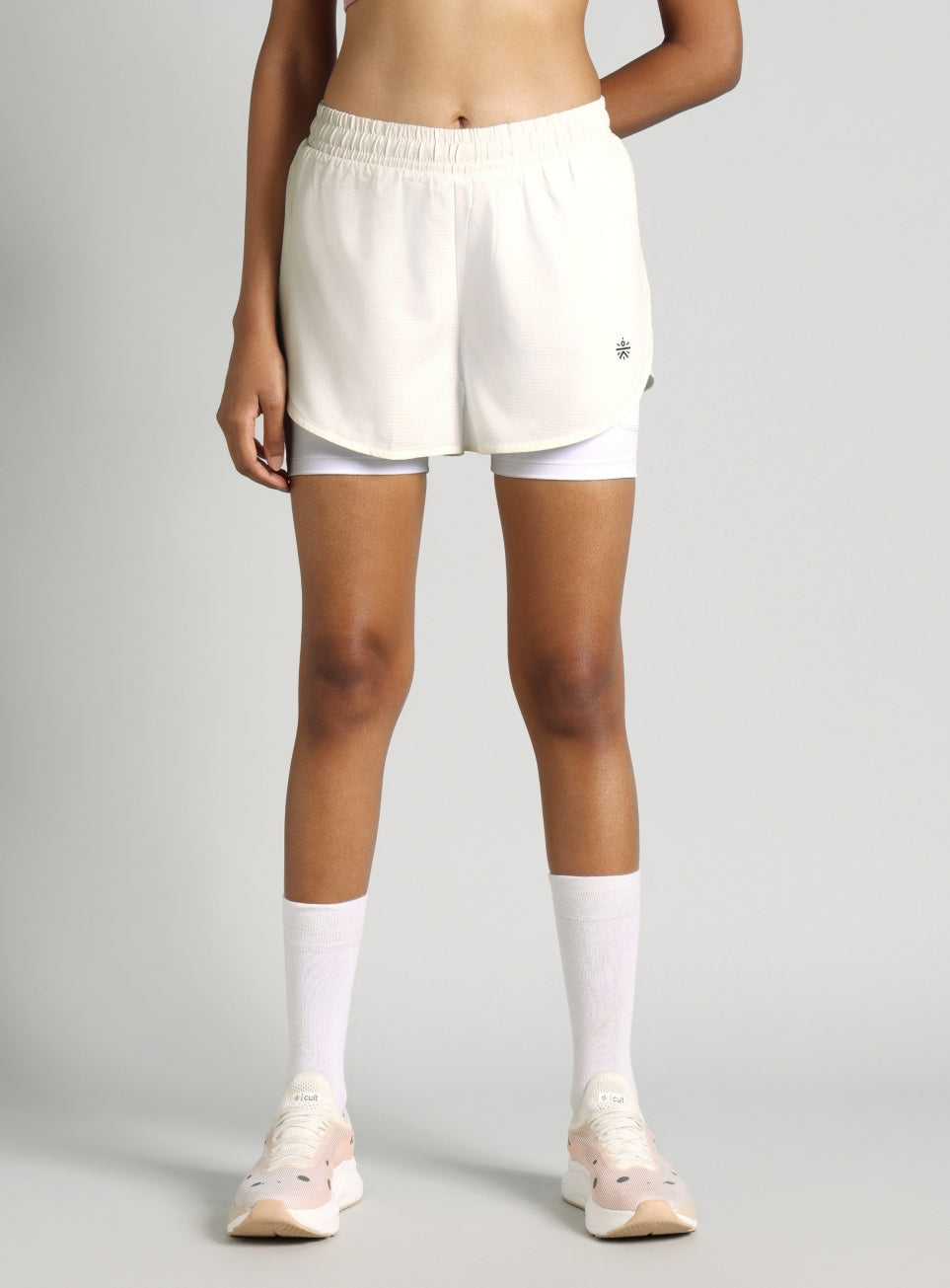 Women's White Cult Zero Strider Shorts with Inner Shorts