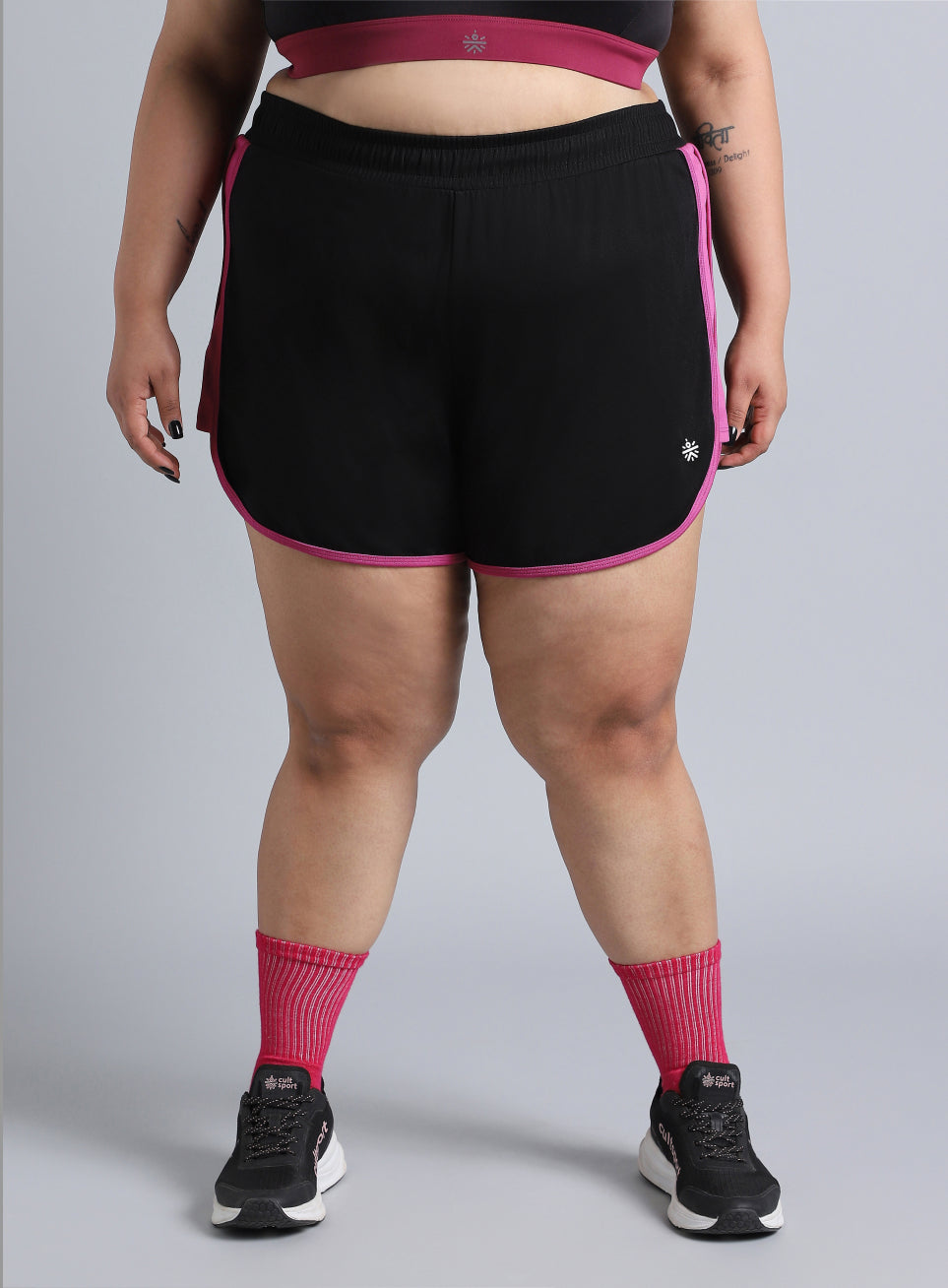 Women's Black Power Active Plus Size Shorts