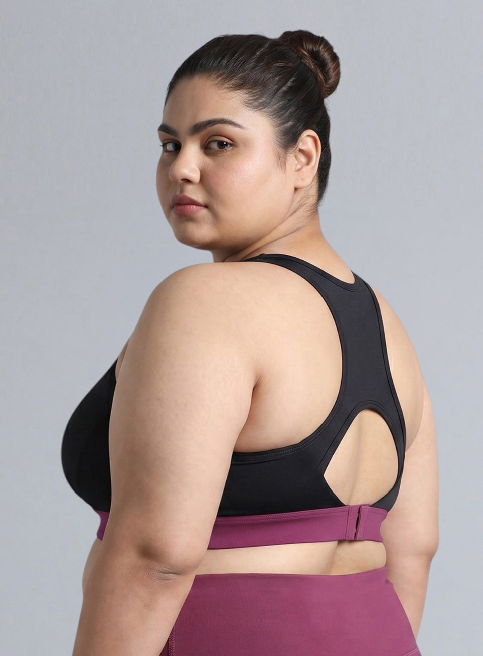 Women's Black Run Forward High Support Plus Size Bra