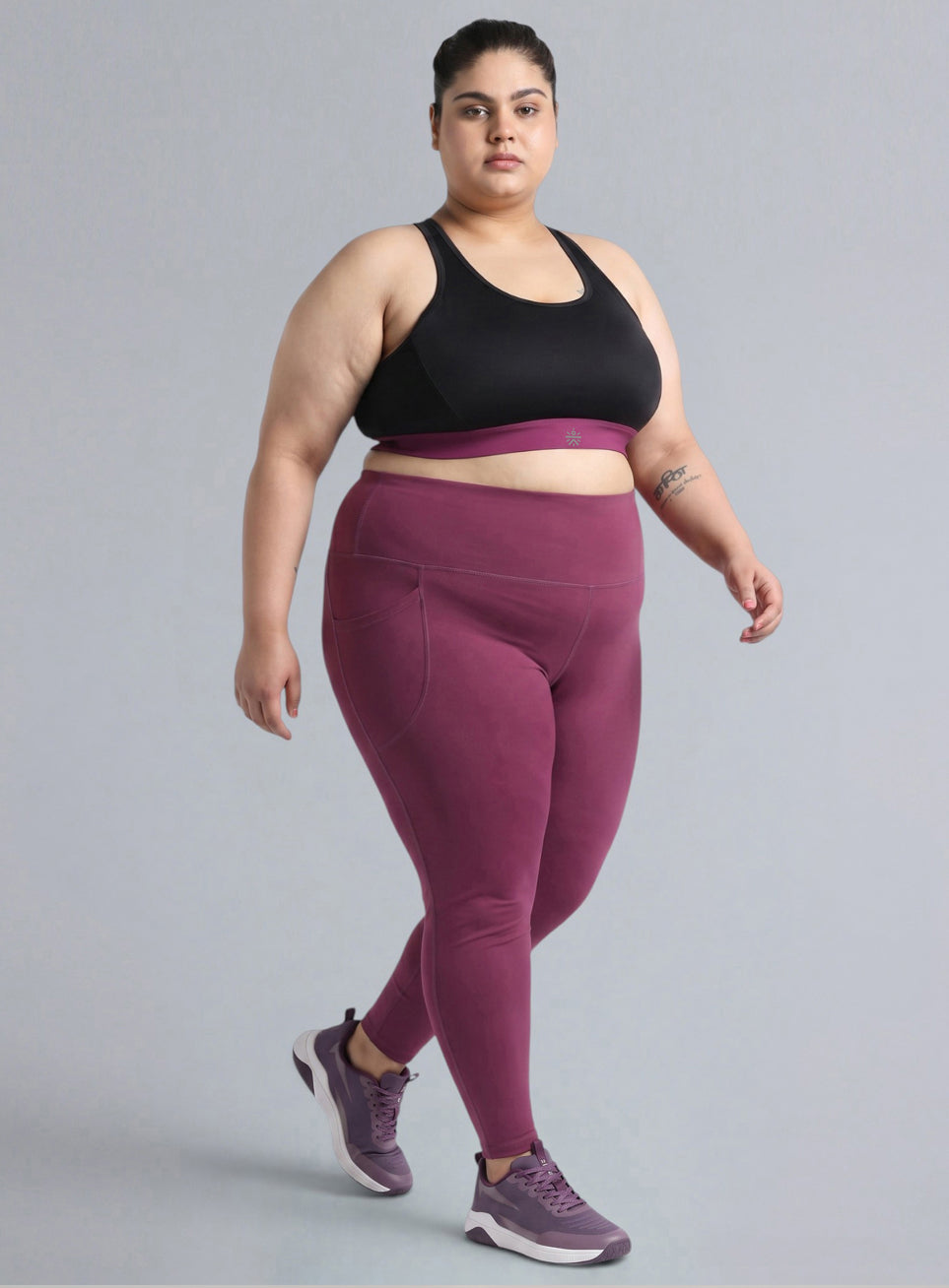 Women's Black Run Forward High Support Plus Size Bra