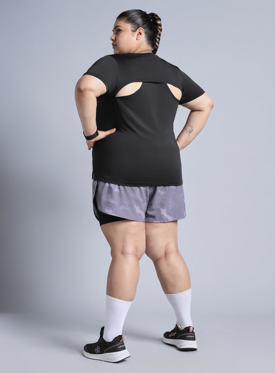 Women's Black Plus Size Back Vent Training Tee