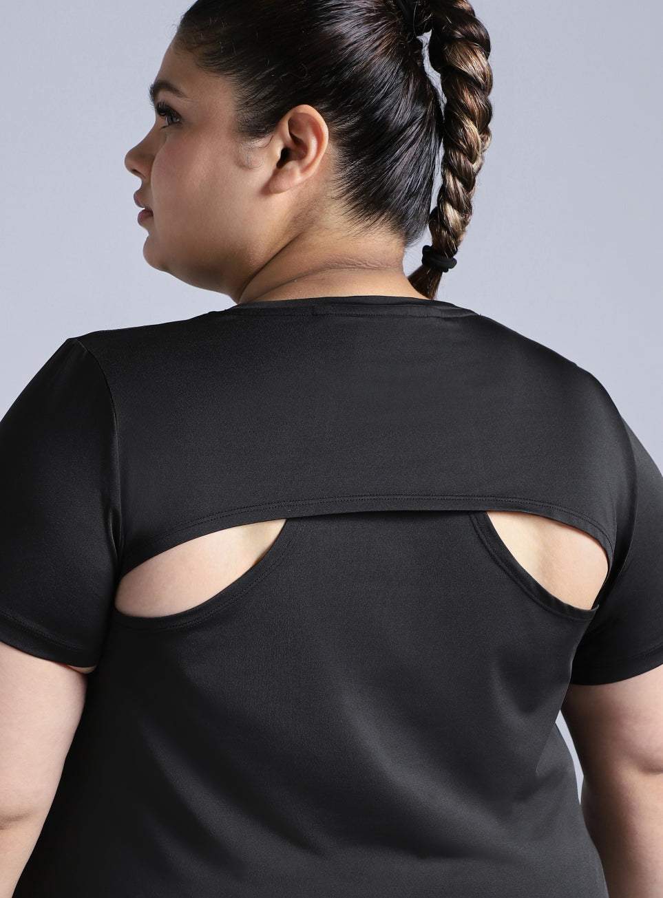 Women's Black Plus Size Back Vent Training Tee
