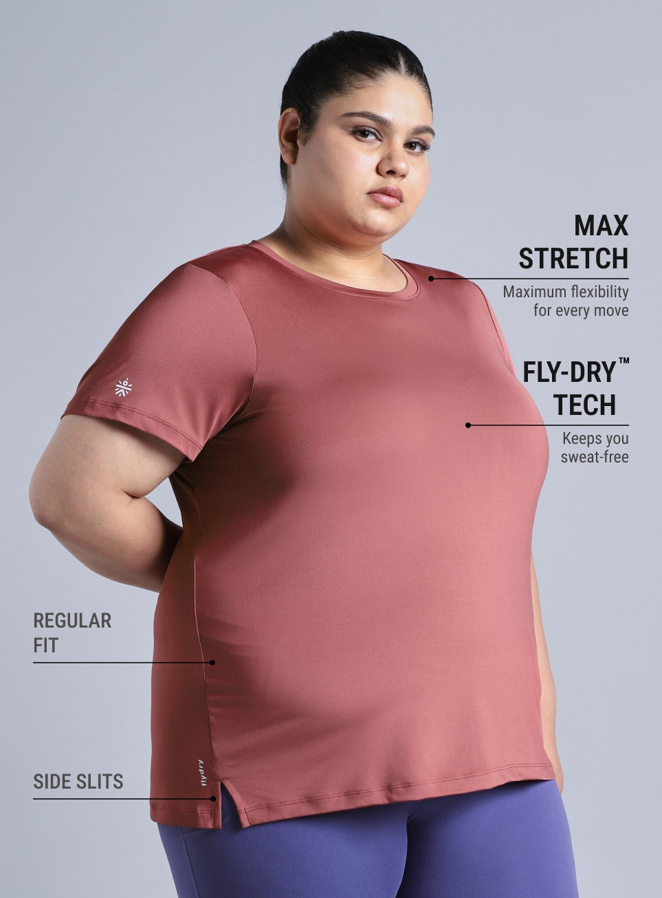 Women's Pink Plus Size Back Vent Training Tee