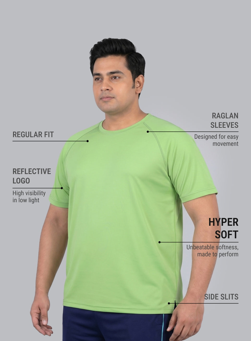 Men's Lime Ultimate Running Plus Size Regular Fit T-shirt