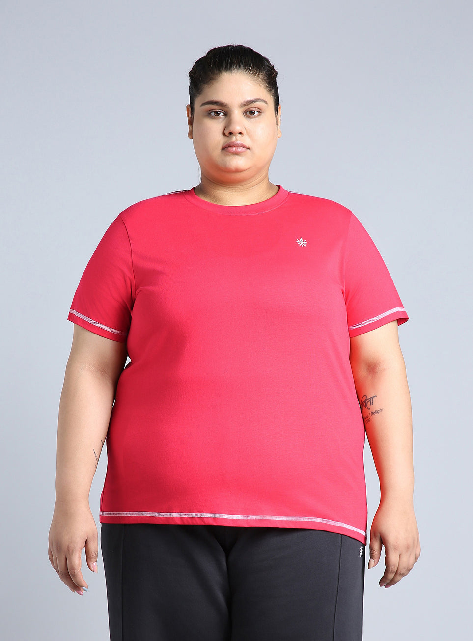 Women's Pink Plus Size Back Vent Athleisure Tee