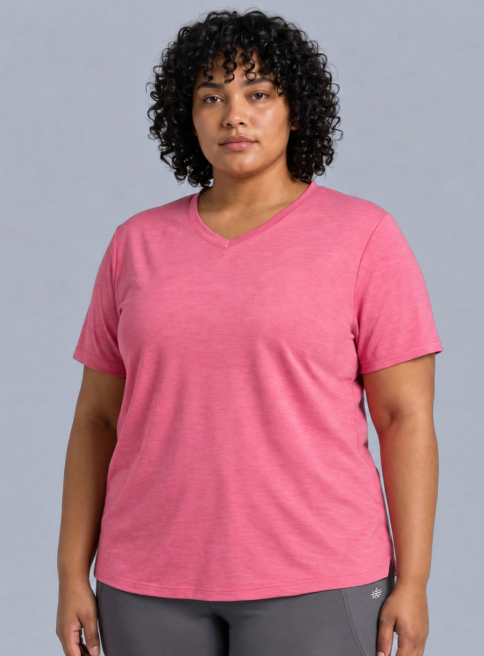 Women's Pink V-Neck Training Plus Size COMFORtech T-shirt
