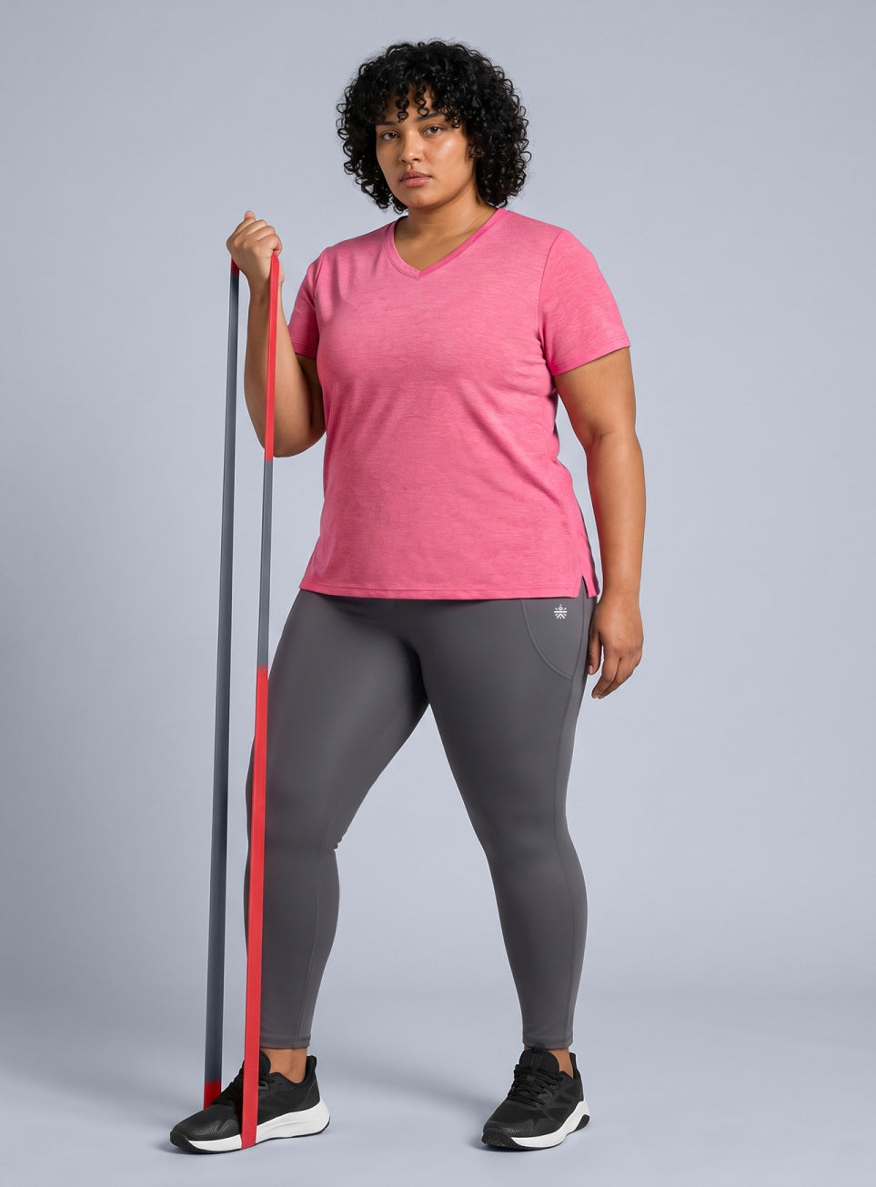 Women's Pink V-Neck Training Plus Size COMFORtech T-shirt