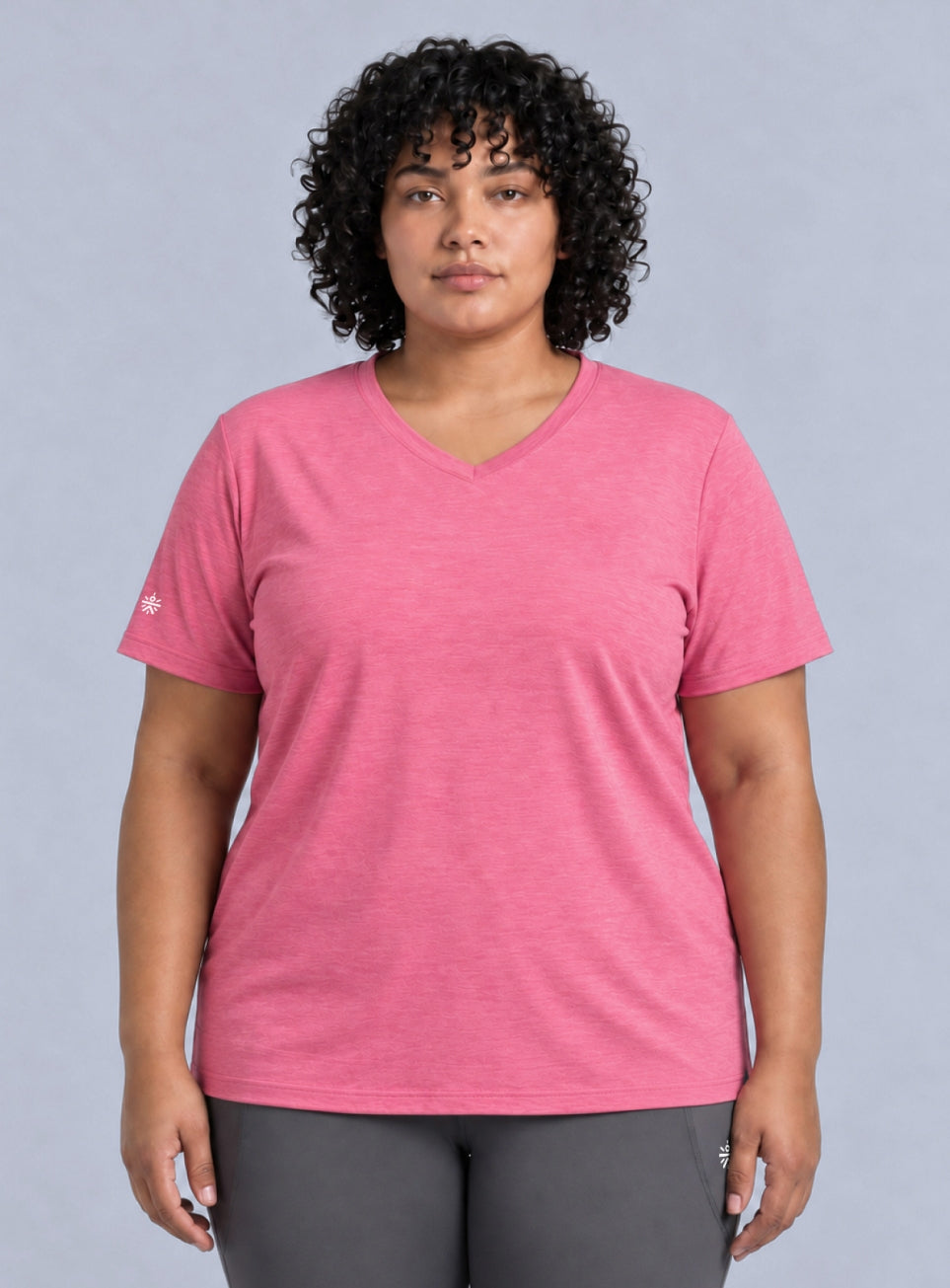 Women's Pink V-Neck Training Plus Size COMFORtech T-shirt
