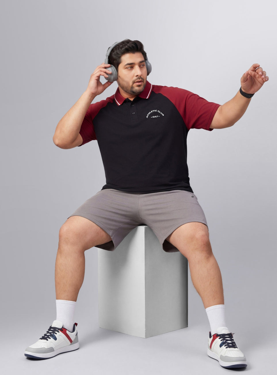 Men's Black Athletic Club Plus Size Polo T-shirt