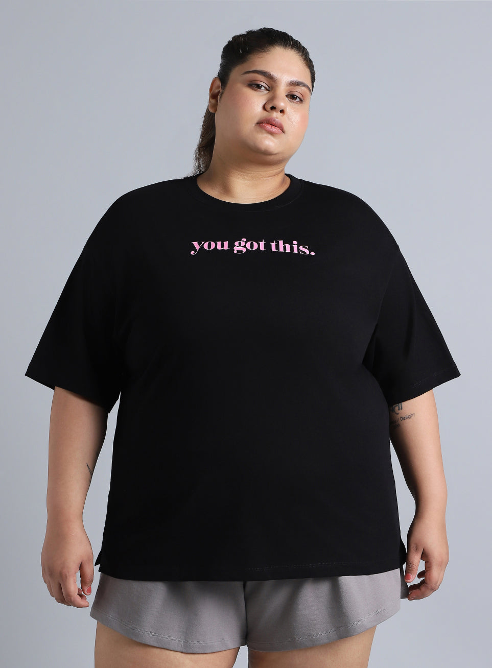 Women's Black You Got This Oversized Fit Plus Size T-shirt