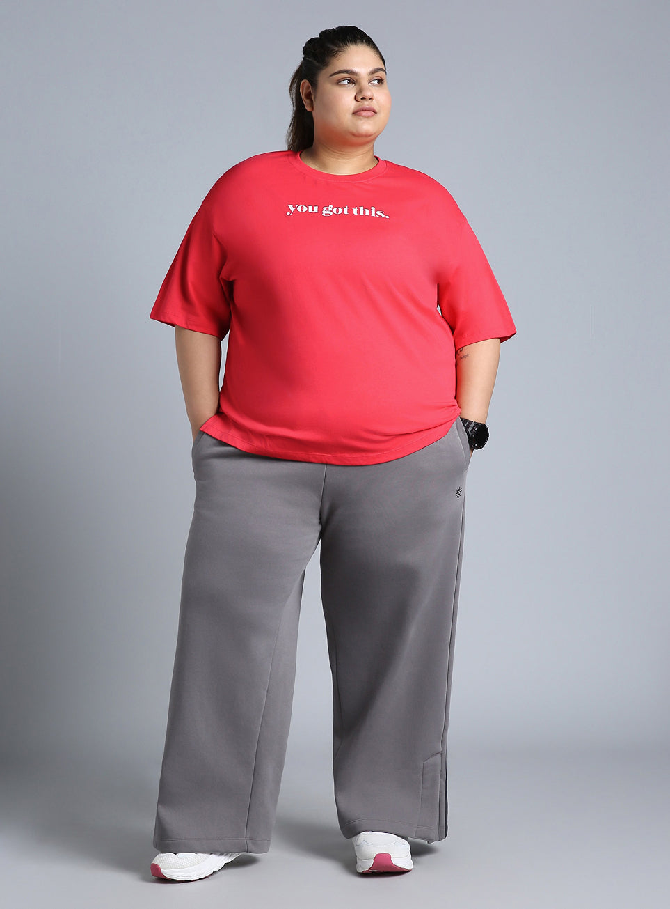 Women's Red You Got This Oversized Fit Plus Size T-shirt