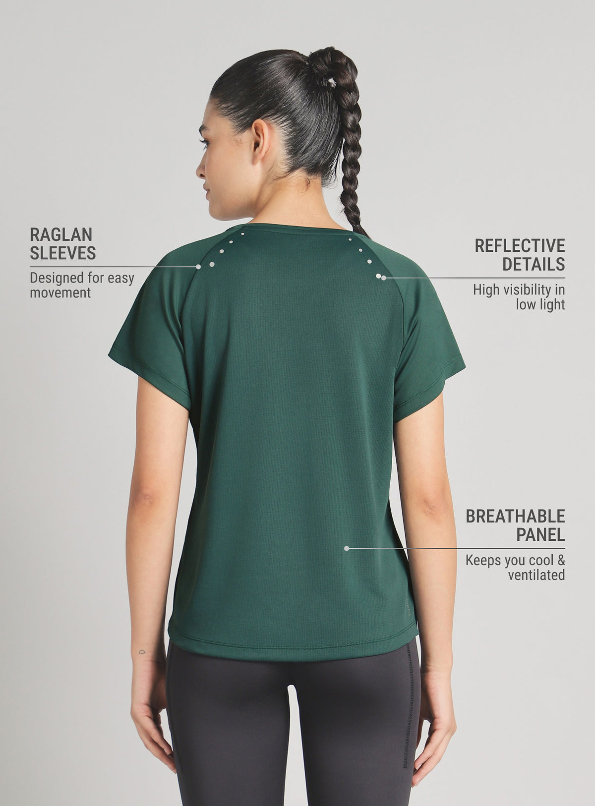 Women's Dark Green After Dark Running T-shirt