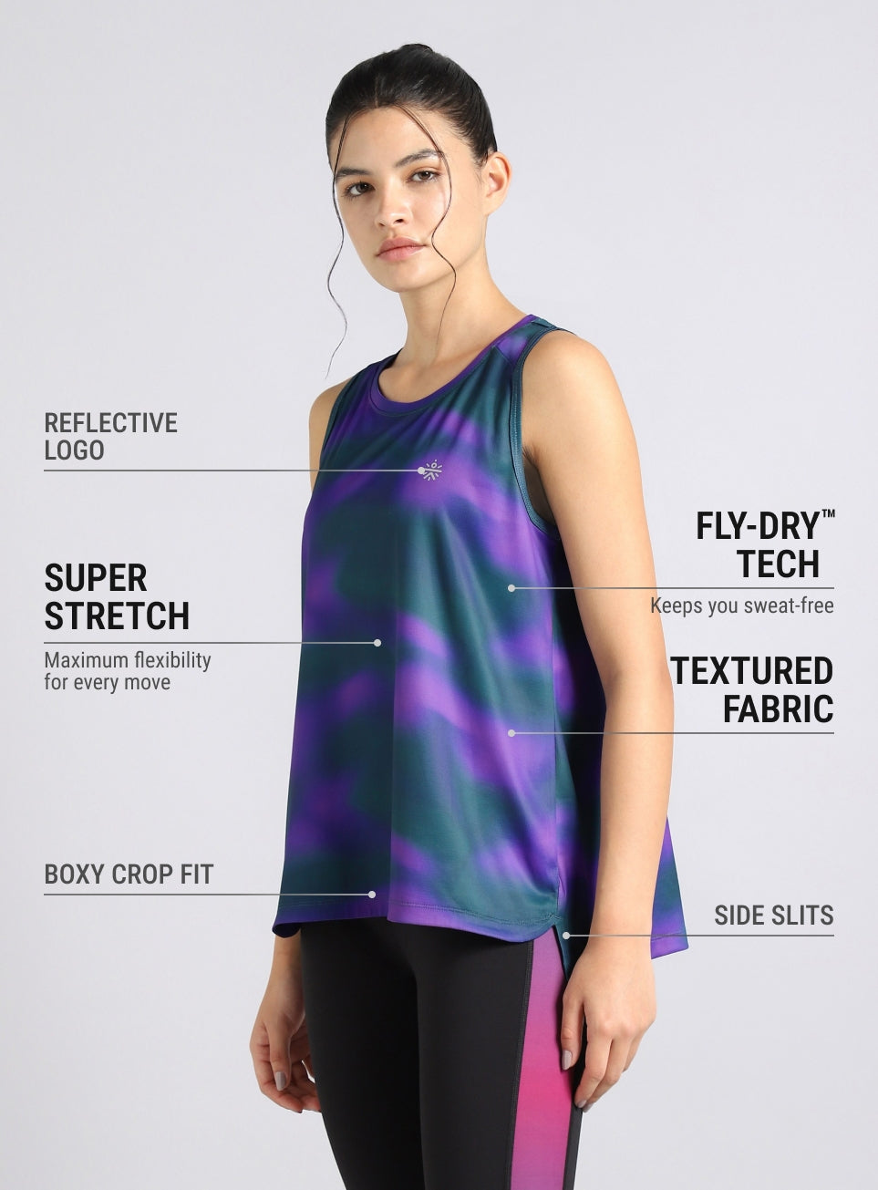 Women's Halo Print NIght Run Boxy Fit Tank